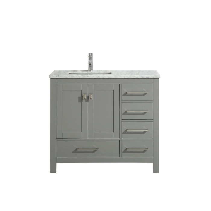 Eviva London 36" Transitional bathroom vanity with white Carrara marble countertop