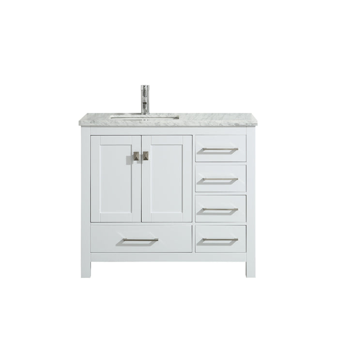 Eviva London 36" Transitional bathroom vanity with white Carrara marble countertop