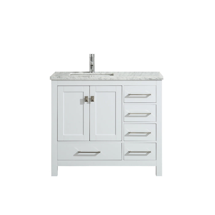 Eviva London 36" Transitional bathroom vanity with white Carrara marble countertop