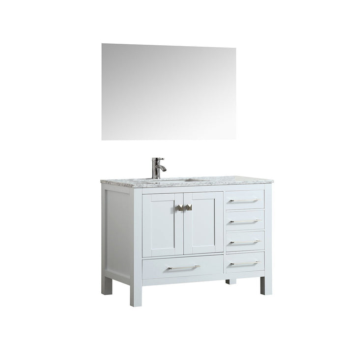 Eviva London 38 in. Transitional Gray bathroom vanity with White Carrara Marble Countertop