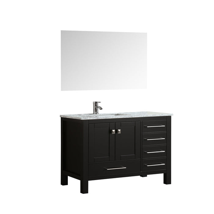 Eviva London 42 in. Transitional Espresso bathroom vanity with White Carrara Marble Countertop