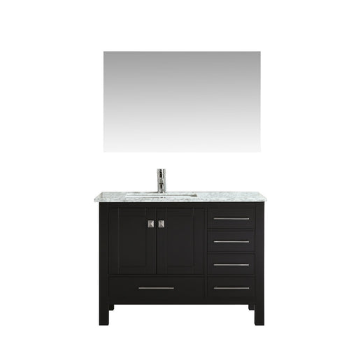 Eviva London 42 in. Transitional Espresso bathroom vanity with White Carrara Marble Countertop