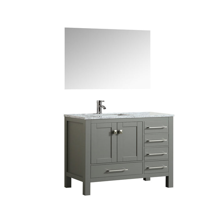 Eviva London 42 in. Transitional Espresso bathroom vanity with White Carrara Marble Countertop