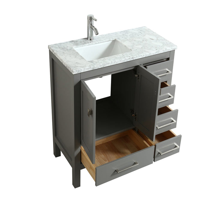 Eviva London 42 in. Transitional Espresso bathroom vanity with White Carrara Marble Countertop