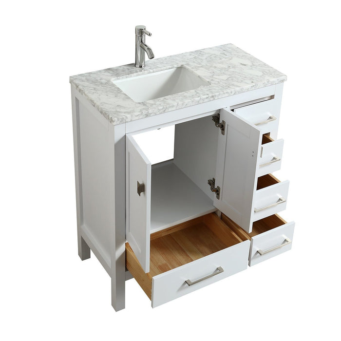 Eviva London 42 in. Transitional Espresso bathroom vanity with White Carrara Marble Countertop