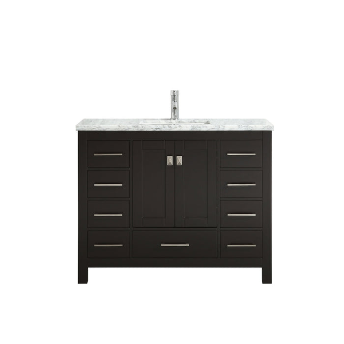 Eviva London 48" Transitional White bathroom vanity with white Carrara marble countertop