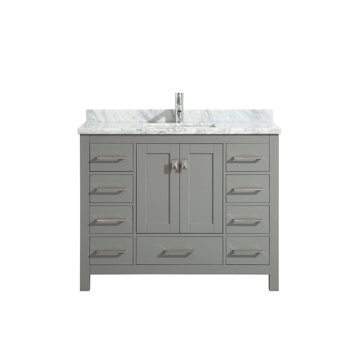 Eviva London 48" Transitional White bathroom vanity with white Carrara marble countertop