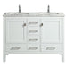 Eviva London 48" X 18" Transitional bathroom vanity with white Carrara marble and double Porcelain Sinks