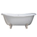 Cambridge Plumbing USA Quality 68 Inch Clawfoot Double Slipper Tub with Contiuous Rim and Brushed Nickel Feet USA-ADES-NH-BN