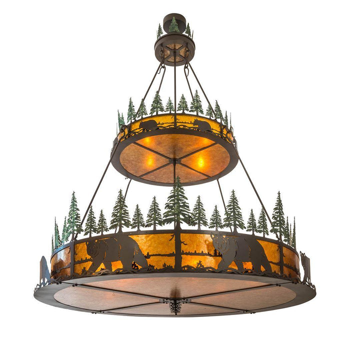 Meyda 72"W Bear in the Woods 2 Tier Inverted Pendant