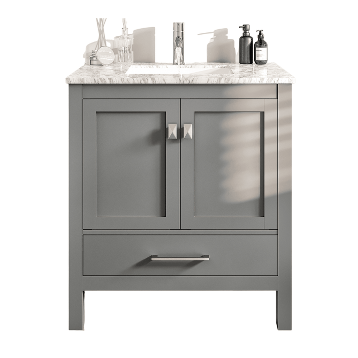 Eviva London 24" x 18" Transitional Bathroom Vanity in Gray or White Finish with White Carrara Top