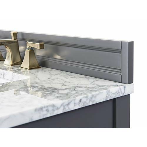 Ancerre Adeline Single Vanity Set with Italian Carrara White Marble Vanity Top and White Undermount Farmhouse Basin with Gold Hardware