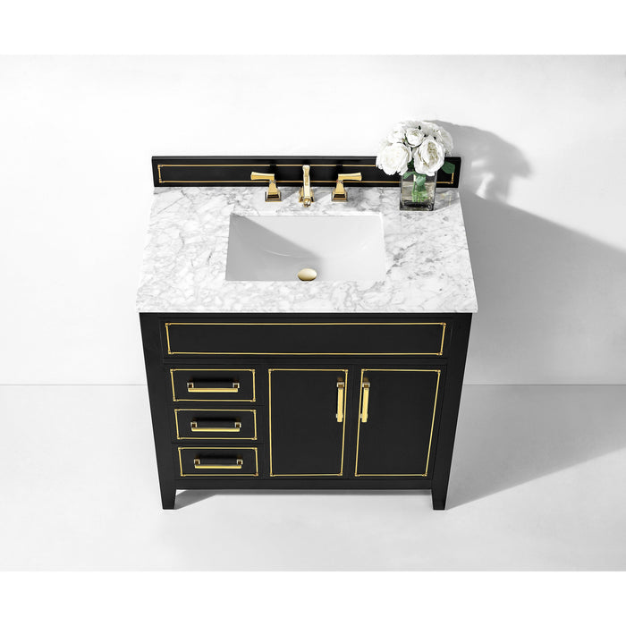 Ancerre Aspen Single Bath Vanity Set with Italian Carrara White Marble Vanity top and White Undermount Basin