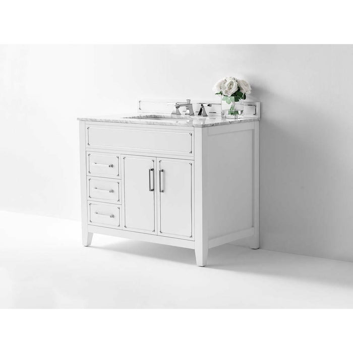 Ancerre Aspen Single Bath Vanity Set with Italian Carrara White Marble Vanity top and White Undermount Basin