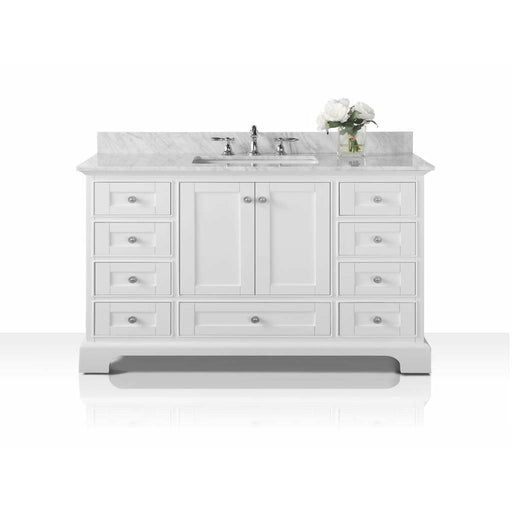 Ancerre Audrey 48" Single Bath Vanity Set with Italian Carrara White Marble Vanity Top and White Undermount Basin