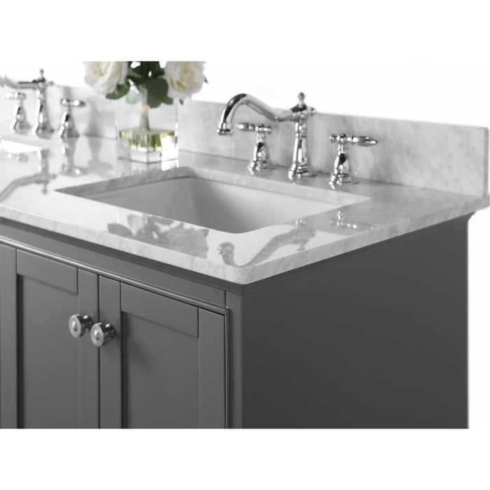 Ancerre Audrey Double Bath Vanity Set with Italian Carrara White Marble Vanity top and White Undermount Basin