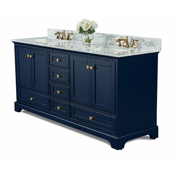 Ancerre Audrey Double Bath Vanity Set with Italian Carrara White Marble Vanity top and White Undermount Basin