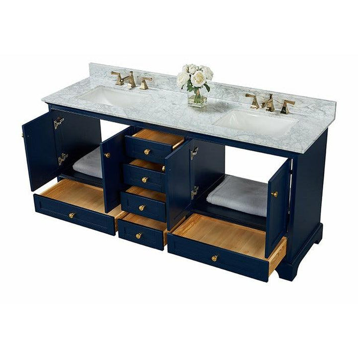 Ancerre Audrey Double Bath Vanity Set with Italian Carrara White Marble Vanity top and White Undermount Basin