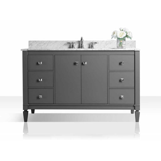 Ancerre Kayleigh 48 in. Single Bath Vanity Set with Italian Carrara White Marble Vanity top and White Undermount Basin
