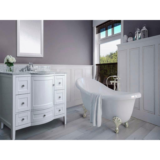 Ancerre Lauren 48 in. Single Bath Vanity Set with Italian Carrara White Marble Vanity Top and White Undermount Basin