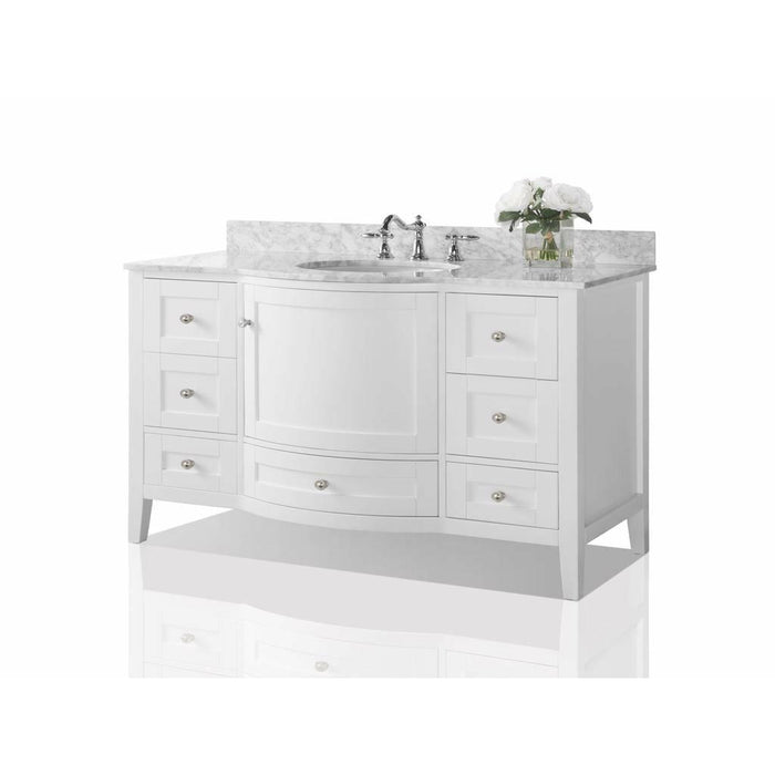 Ancerre Lauren 48 in. Single Bath Vanity Set with Italian Carrara White Marble Vanity Top and White Undermount Basin
