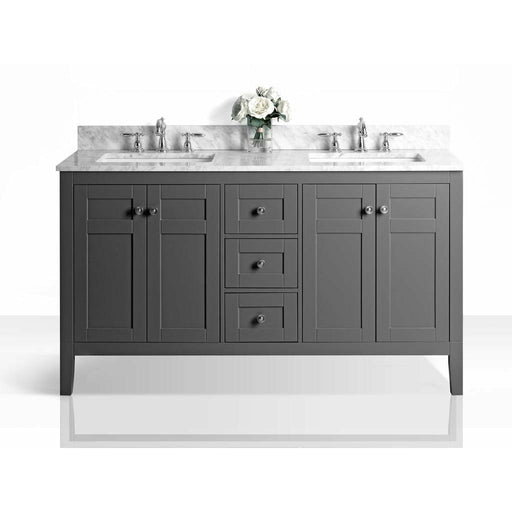 Ancerre Maili 60 in. Double Bath Vanity Set with Italian Carrara White Marble Vanity top and White Undermount Basin