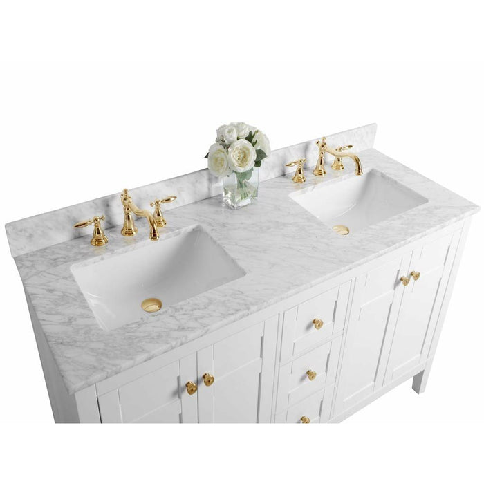 Ancerre Maili 60 in. Double Bath Vanity Set with Italian Carrara White Marble Vanity top and White Undermount Basin