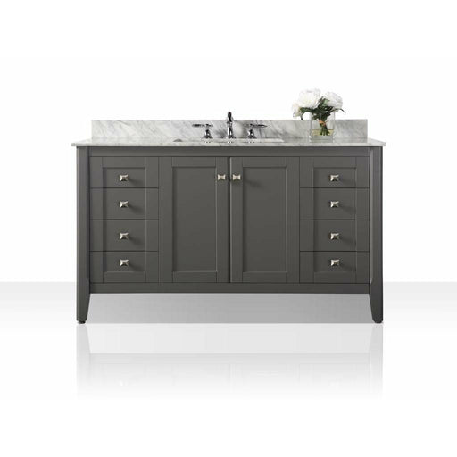 Ancerre Shelton 48 in. Single Bath Vanity Set with Italian Carrara White Marble Vanity top and White Undermount Basin