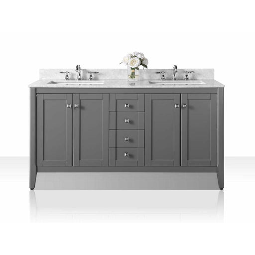 Ancerre Shelton 60 in. Double Bath Vanity Set with Italian Carrara White Marble Vanity top and White Undermount Basin