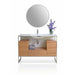 Ancerre Tory Single Bath Vanity in Natural Walnut with White Matte Seamless Solid Surface Sink top and Mirror