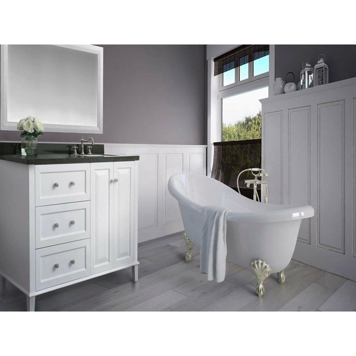 Ancerre Hannah 48 in. Off Centered Single Vanity Set in White with Black Quartz Vanity top