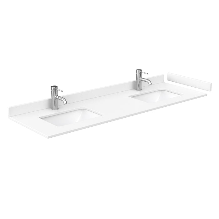 Wyndham Collection Icon 66 Inch Double Bathroom Vanity in White, White Cultured Marble Countertop, Undermount Square Sinks