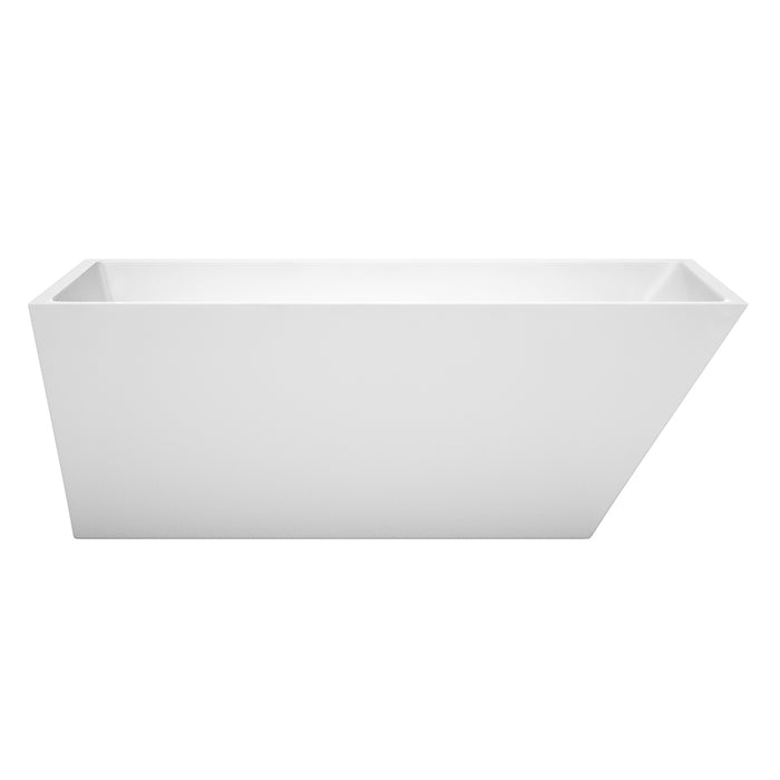 Wyndham Collection Hannah 67 Inch Freestanding Bathtub in White with Brushed Nickel Drain and Overflow Trim WCBTK150167BNTRIM