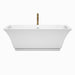 Wyndham Collection Galina 67 Inch Freestanding Bathtub in White with Shiny White Trim and Floor Mounted Faucet