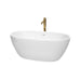 Wyndham Collection Juno 59 Inch Freestanding Bathtub in White with Shiny White Trim and Floor Mounted Faucet