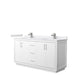 Wyndham Collection Icon 66 Inch Double Bathroom Vanity in White, White Cultured Marble Countertop, Undermount Square Sinks