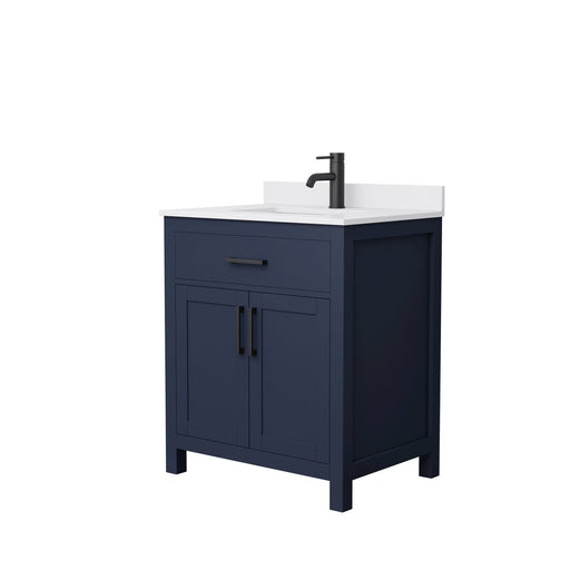 Wyndham Collection Beckett 30 Inch Single Bathroom Vanity in Dark Blue, Undermount Square Sink