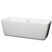 Wyndham Collection Emily 69 Inch Freestanding Bathtub in White with Overflow Trim