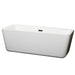 Wyndham Collection Emily 69 Inch Freestanding Bathtub in White with Overflow Trim