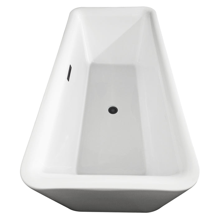 Wyndham Collection Emily 69 Inch Freestanding Bathtub in White with Floor Mounted Faucet, Drain and Overflow Trim