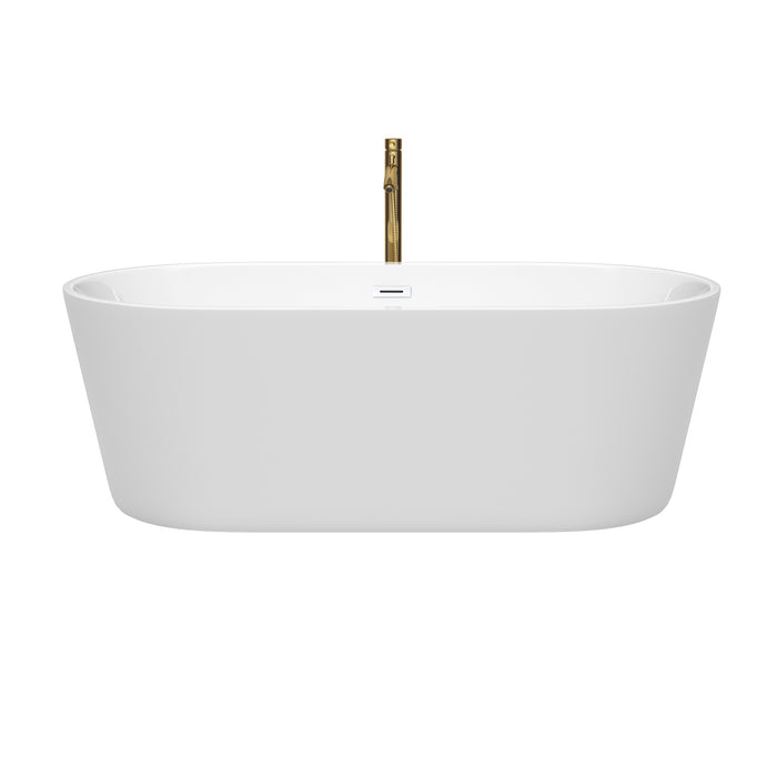 Wyndham Collection Carissa 67 Inch Freestanding Bathtub in White with Shiny White Trim and Floor Mounted Faucet