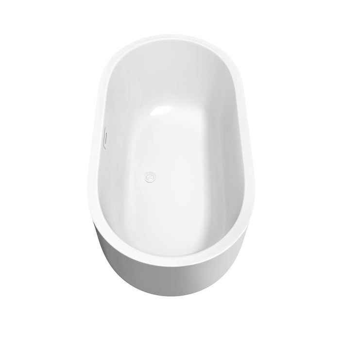 Wyndham Collection Juliette 60 Inch Freestanding Bathtub in White with Shiny White Trim and Floor Mounted Faucet
