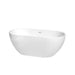 Wyndham Collection Brooklyn 60 Inch Freestanding Bathtub in White with Shiny White Drain and Overflow Trim WCOBT200060SWTRIM