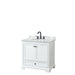 Wyndham Collection Deborah 36 Inch Single Bathroom Vanity in White, White Carrara Marble Countertop, Undermount Oval Sink