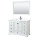 Wyndham Collection Deborah 48 Inch Single Bathroom Vanity in White, White Cultured Marble Countertop, Undermount Square Sink