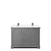 Wyndham Collection Avery 48 Inch Double Bathroom Vanity in Dark Gray, Carrara Cultured Marble Countertop, Undermount Square Sinks