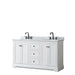 Wyndham Collection Avery 60 Inch Double Bathroom Vanity in White, White Carrara Marble Countertop, Undermount Oval Sinks