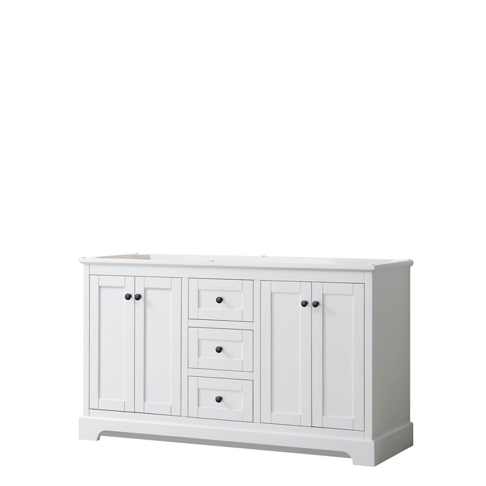 Wyndham Collection Avery 60 Inch Double Bathroom Vanity in White, No Countertop, No Sinks