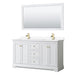 Wyndham Collection Avery 60 Inch Double Bathroom Vanity in White, White Cultured Marble Countertop, Undermount Square Sinks
