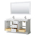 Wyndham Collection Avery 60 Inch Double Bathroom Vanity in White, White Cultured Marble Countertop, Undermount Square Sinks